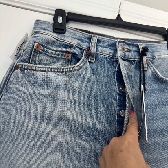 NWT NEW! RE/DONE Super High Drainpipe Destroy Wrecking Blue Jeans - Picture 5 of 15